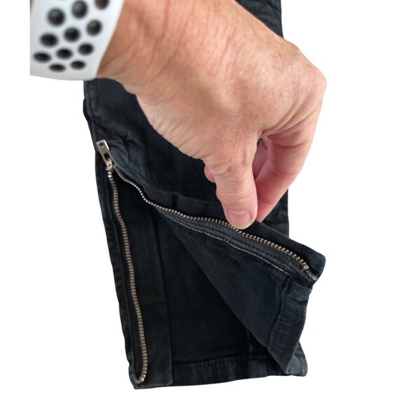 John John Made in Heaven‎ Womens Black Quilted Jeans Button Fly Ankle Zip 27 - Picture 5 of 10